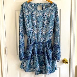 Free People Sun Printed Dress Washed Blue XL